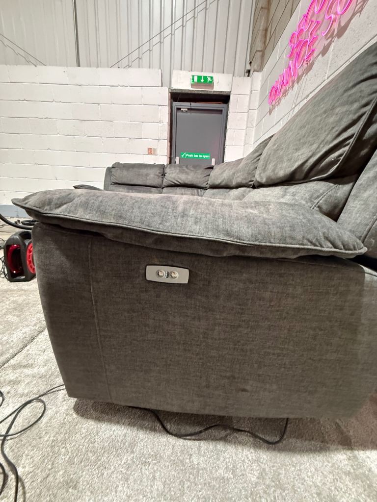 Grey double electric recliner corner sofa (with USB) from oak furniture land DELIVERY AVAILABLE 