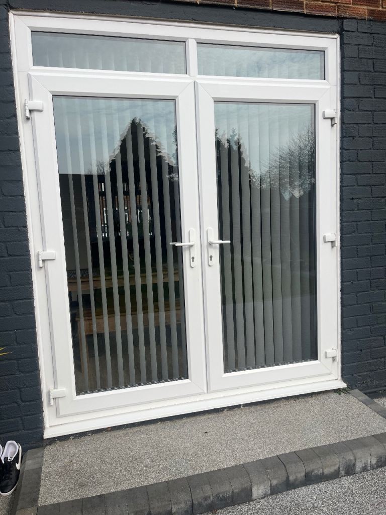 Double Glazed French Patio Doors & Integrated Window – Nearly New
