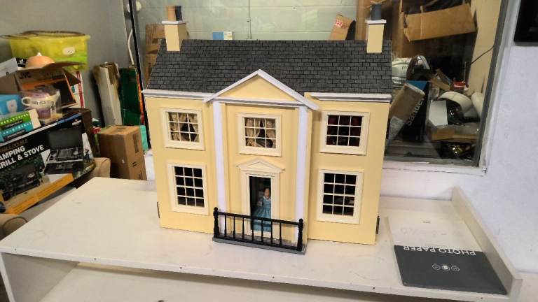 vintage Georgian style dolls house with dolls furniture