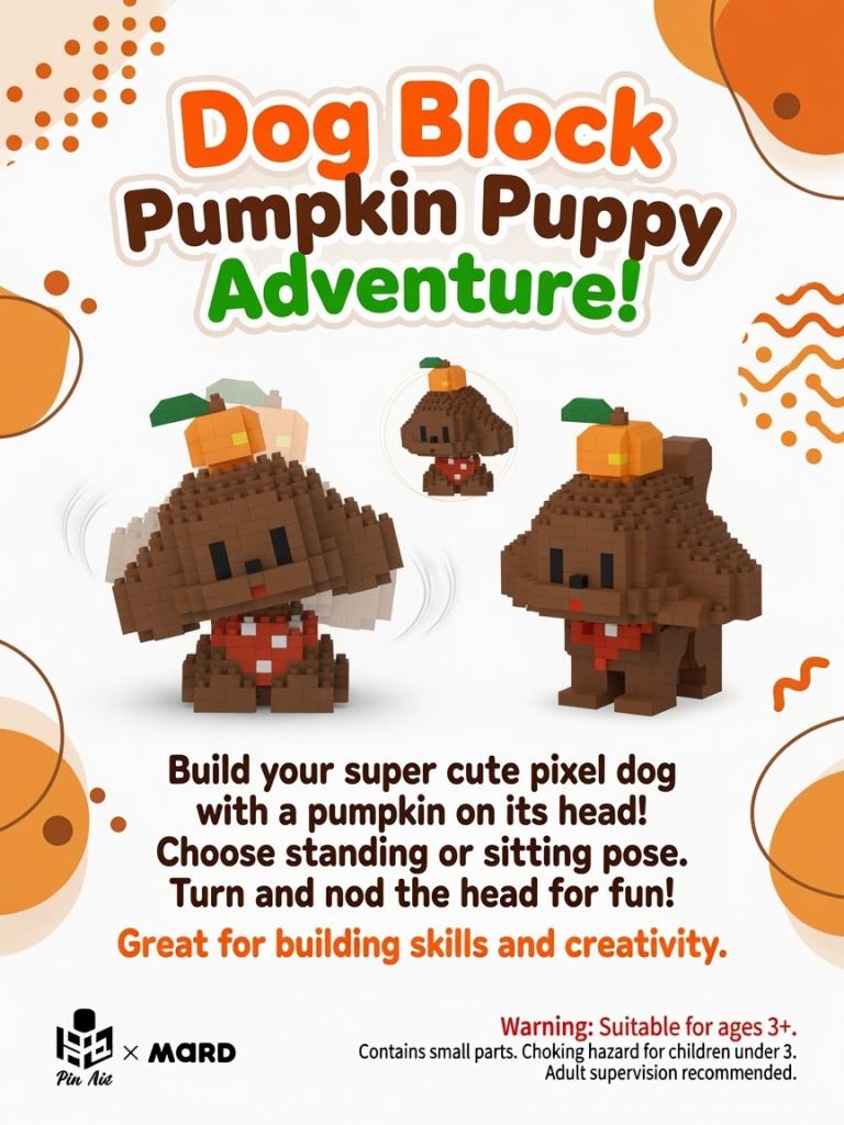 Dog Block Pumpkin Puppy Adventure Building kids Toy