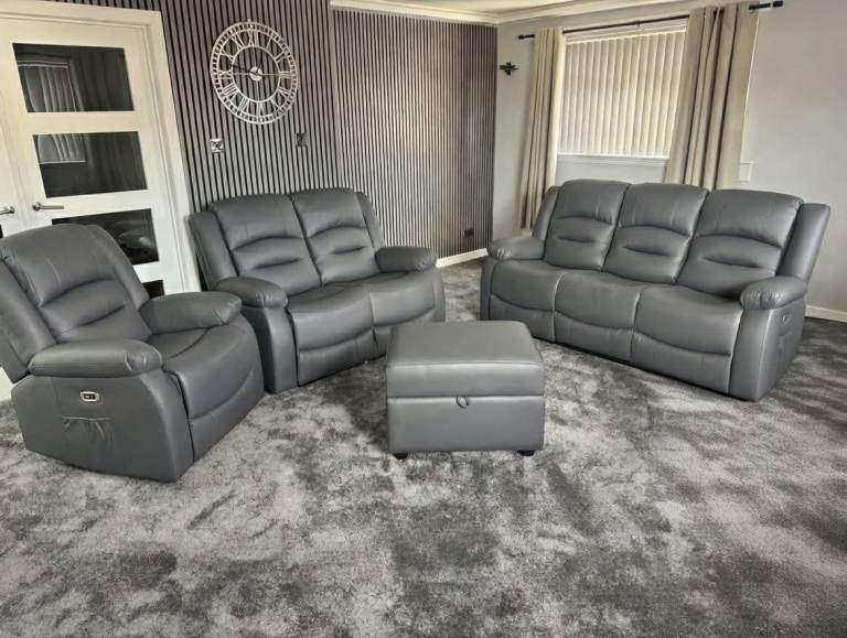 Roma Recliner Sofa Collection – Brand New Leather 3+2 Set