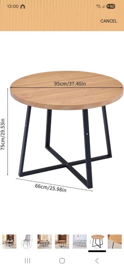 New Round Wooden Coffee Table with Metal Legs