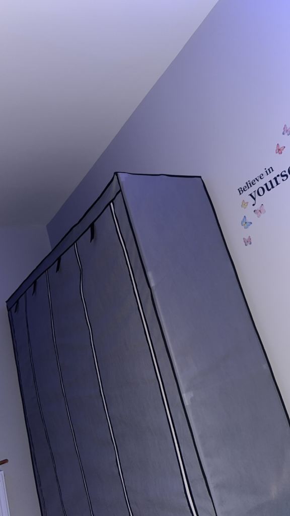Large Grey Fabric Wardrobe - excellent Condition