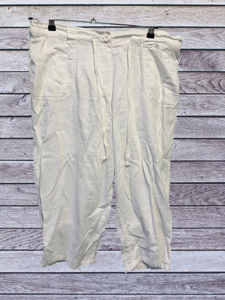 Linen blend white summer trousers UK18