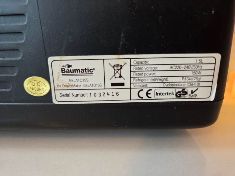 Baumatic ice cream maker 1.5 litre