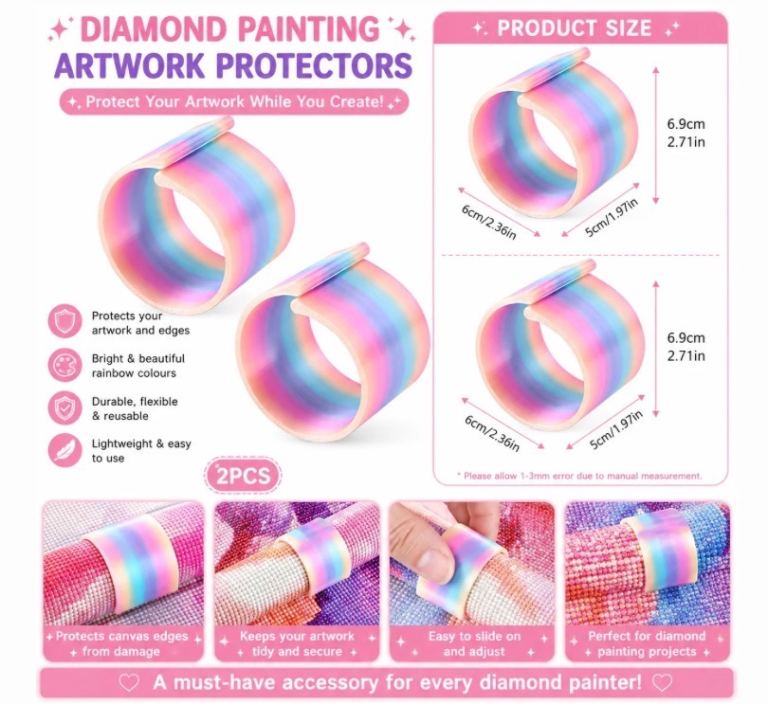 2 Pack Rainbow Diamond Painting Canvas Protectors – Flexible Artwork Edge Guards (rr)