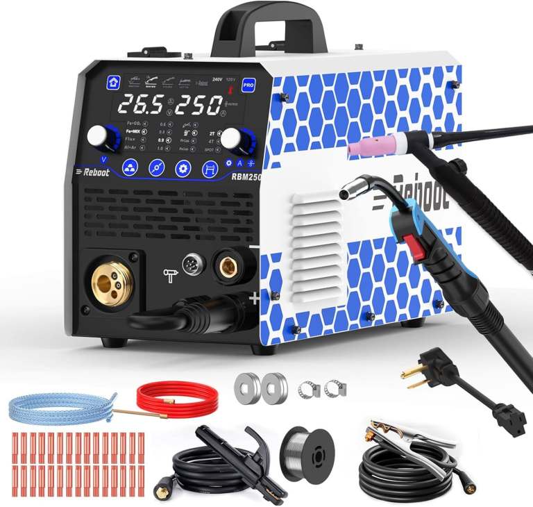 Reboot 250A MIG Welder & TIG Torch Welding Machine Gas MIG/Gasless Flux Core/MAG/TIG/Stick/Spot