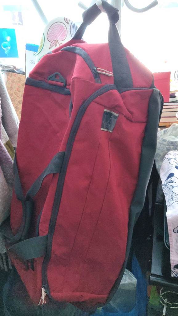 Delsey Red Grey Holdall Lage Soft shell 2 Wheels duffle bag