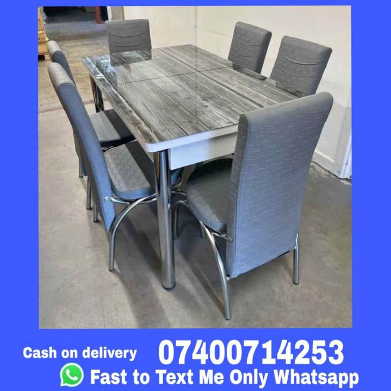 Brand New Dining Table & 6 Chairs – Extendable – Free UK Delivery