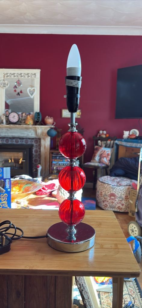Lovely red and chrome lamp base