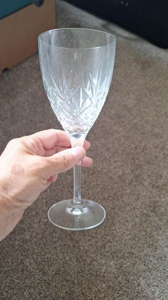 Cut glass crystal glasses and 2 cut glass bowls