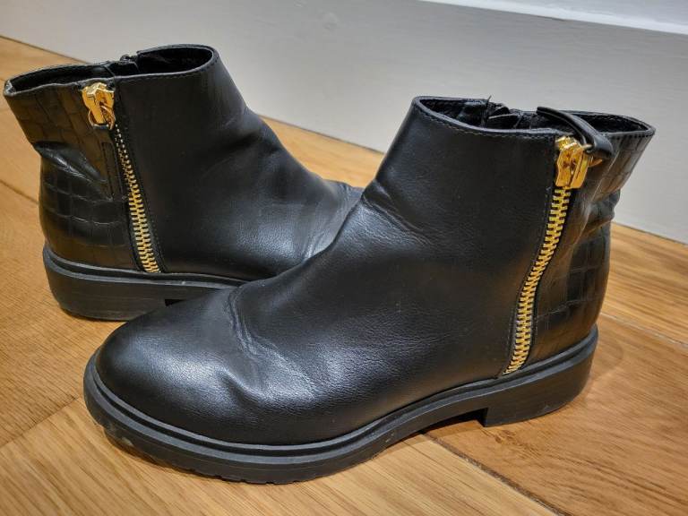 Ladies Black Leather 'Office' Ankle Boots 4