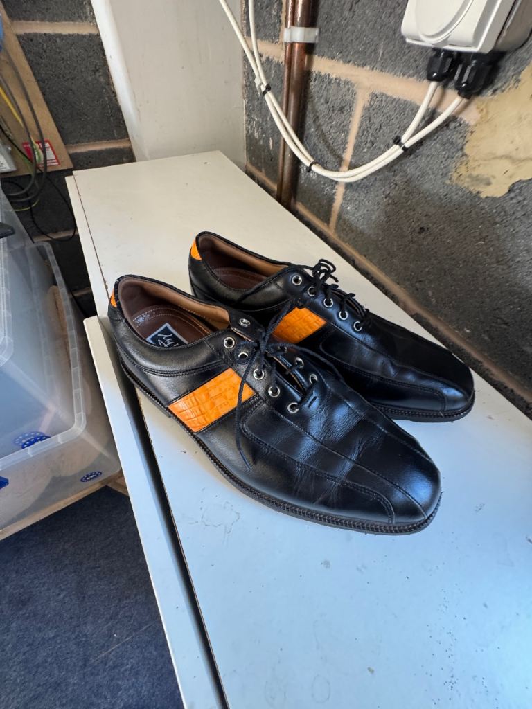 Footjoy Black & Orange Leather Shoes - Excellent Condition