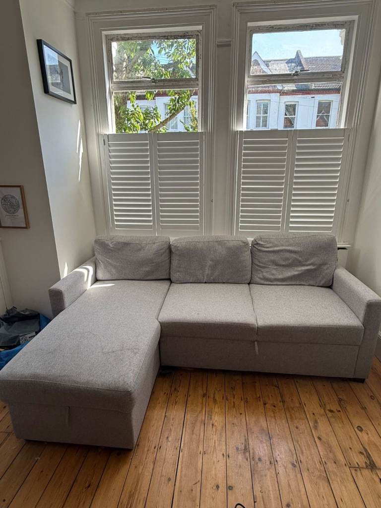 FREE - Habitat Reagan Left Hand Storage Chaise Sofa Bed - Grey - Worn, some stains