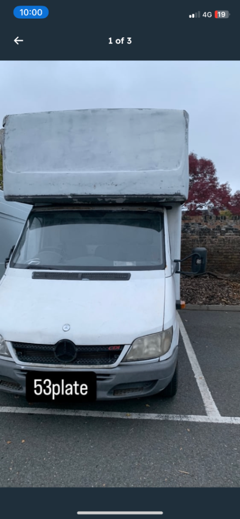 Mercedes sprinter Luton van, good runner, no MOT.quuck bargain