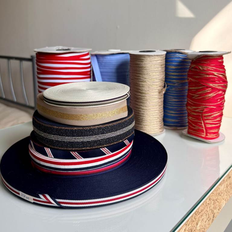 Premium Ribbon & Jacquard Elastic Job Lot — 12 Styles, 880m+ — Designer-Look Trims — Collection Only