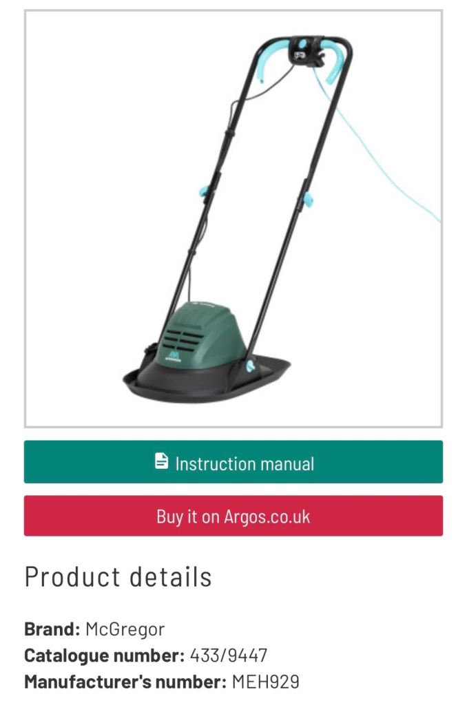 McGregor 29cm Hover Mulching Lawnmower - 900W