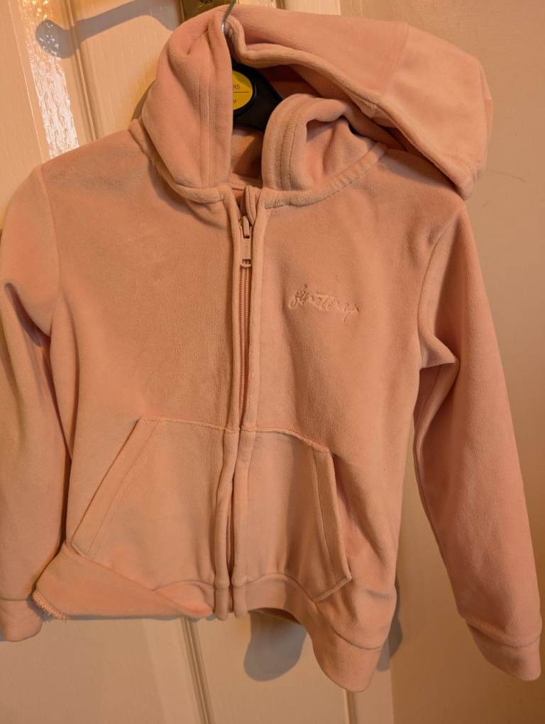 Stylish Baby Girl 3 To 4 Yrs Pink Soft Velvet Firetrap Hoodie Fleece Top with Zip and Pockets 
