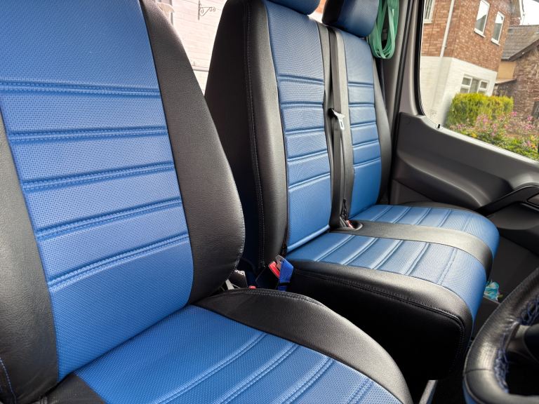 VW Crafter Punched Leather Style Seat Covers - Blue