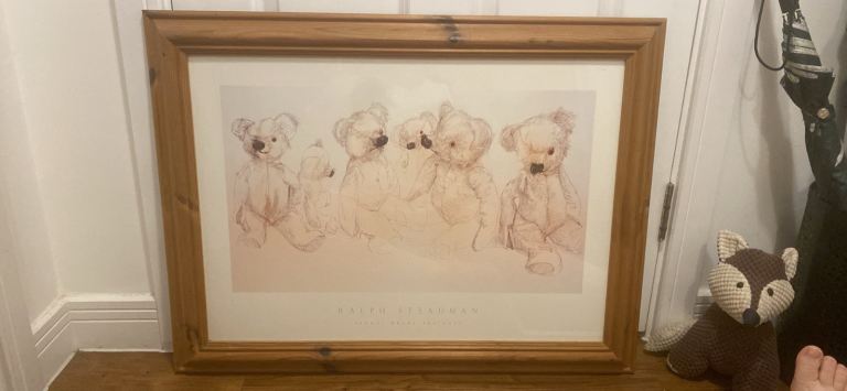 Ralph Steadman 'Teddy Bears' Print in Wooden Frame