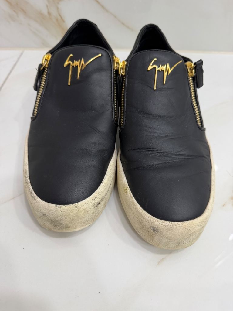 Giuseppe Zanotti Black Leather Slip-On Trainers - Size 43