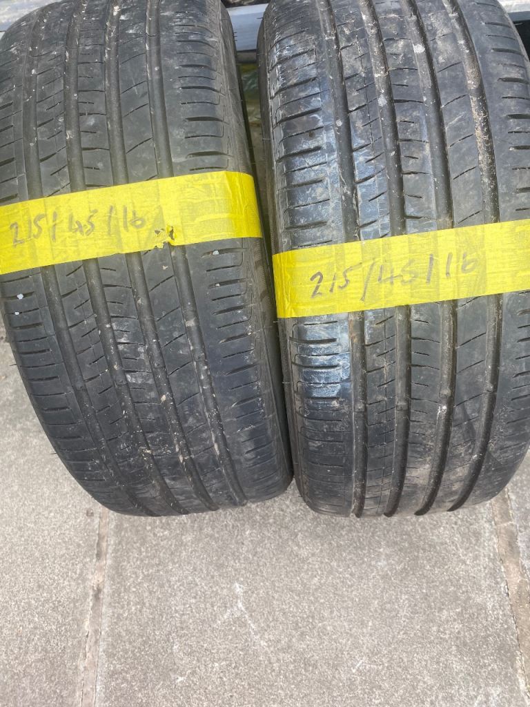 215/45/16” matching pair of part worn Tyres 
