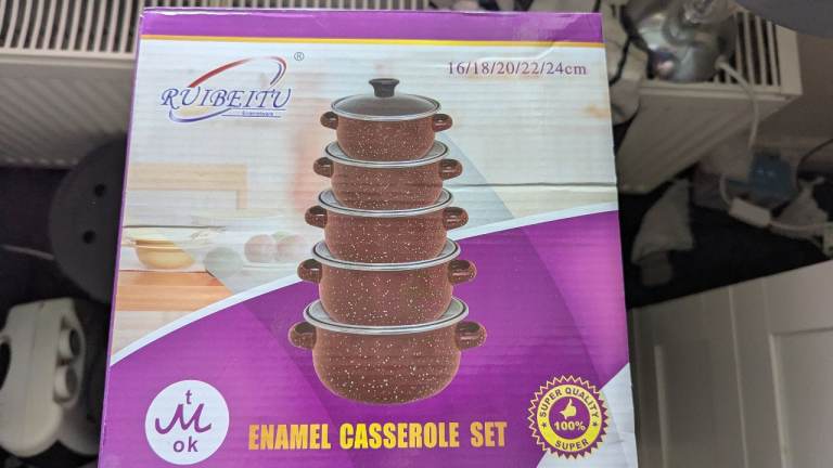 RUIBEITU Enamel Casserole Set 16-24cm – Brand New
