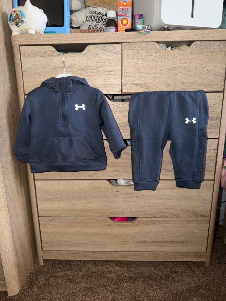 Under Armour Baby Blue Hoodie & Joggers Set – 3-6 Months