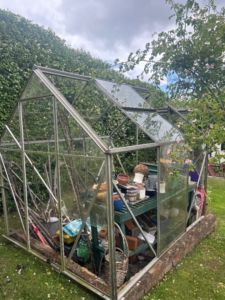 Aluminium Frame Greenhouse – Glass Panes, Fair Condition