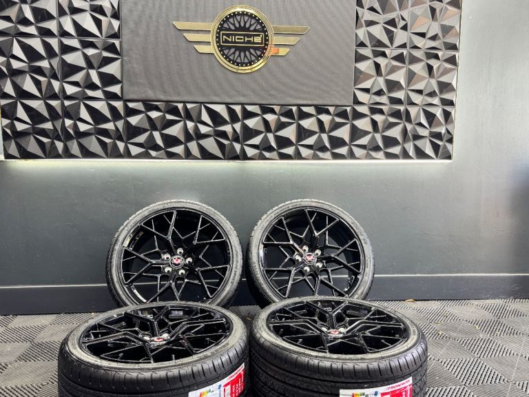 19” inch black vossen alloys wheels vw audi mercedes a35 cla golf r s3 caddy 5x112 a45