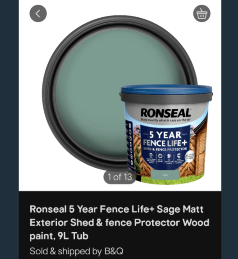 Ronseal Fence Life Plus Sage Paint – 9L, 5 Year Protection