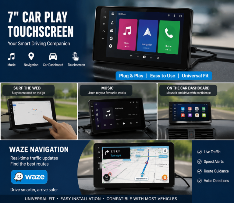 7” Wireless Apple CarPlay & Android Auto Touchscreen Display