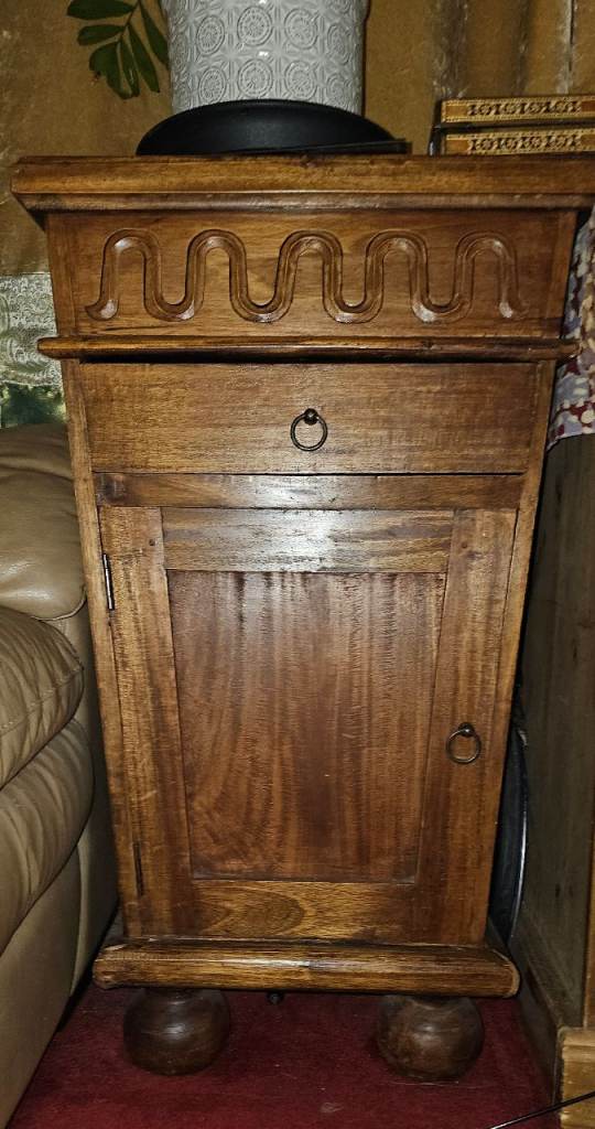 FREE Solid wood cupboard, tapered design, carved detailing