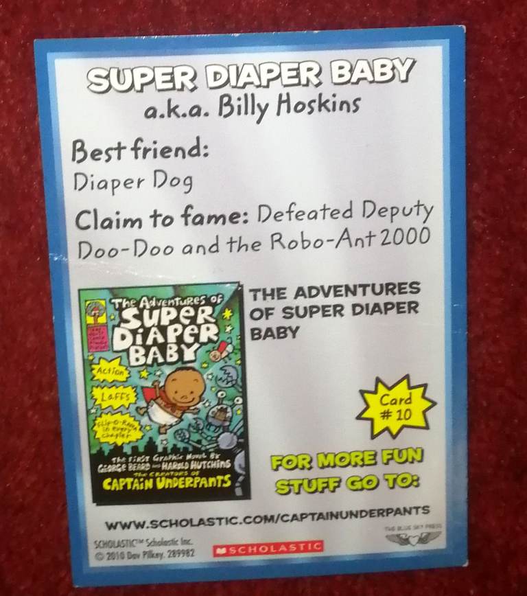 9 x Captain Underpants Collectible Cards Numbered 3 to 11 Scholastic 2010