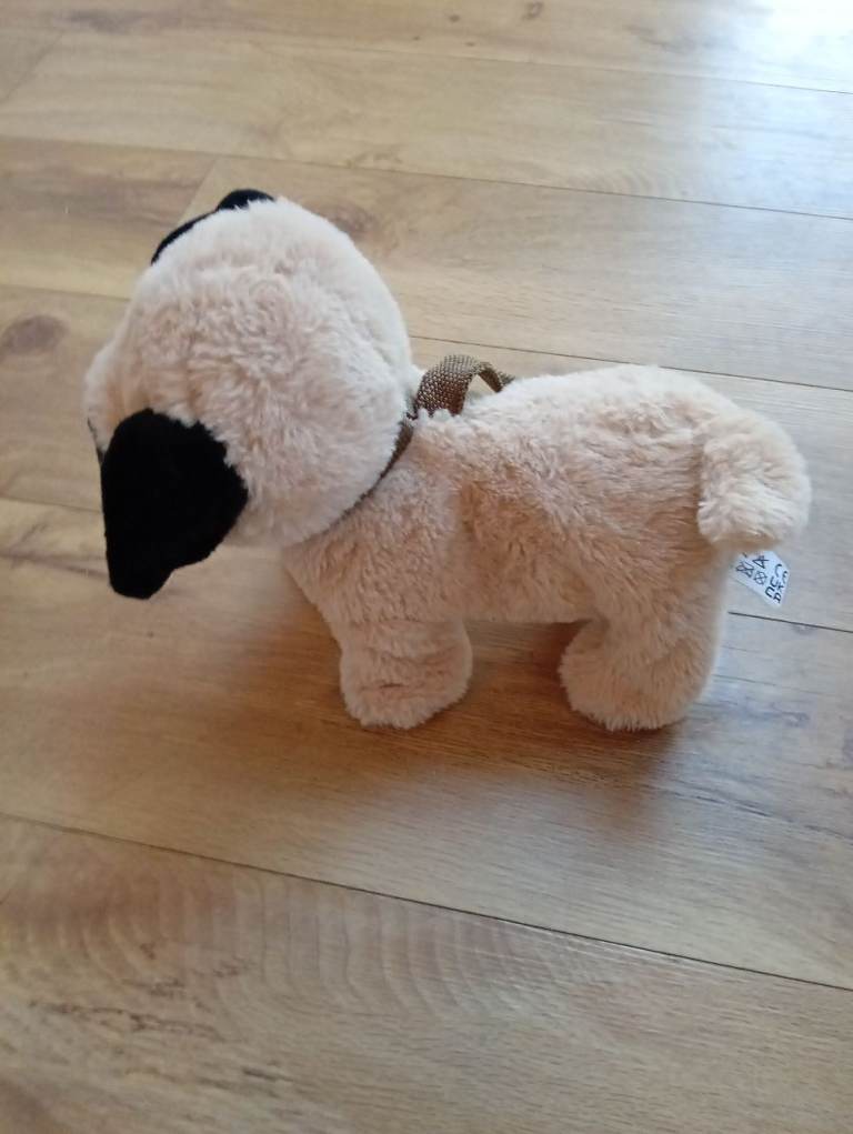 Cute Walking Pug Dog Toy with Lead – Good Condition