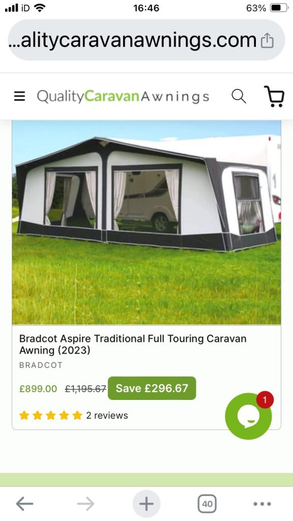 BARGAIN  Bradcot Aspire charcoal 900 caravan awning