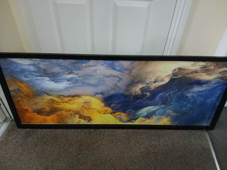 Large Multicoloured Cloud Picture with Black Frame