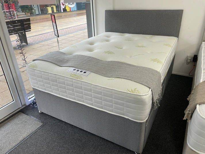 Luxury 4FT6 Double Divan Bed Complete Set – Headboard + Mattress Included 🚛 Free Delivery::