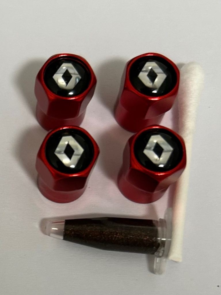 Set of 4 Red Renault Tyre Valve Caps