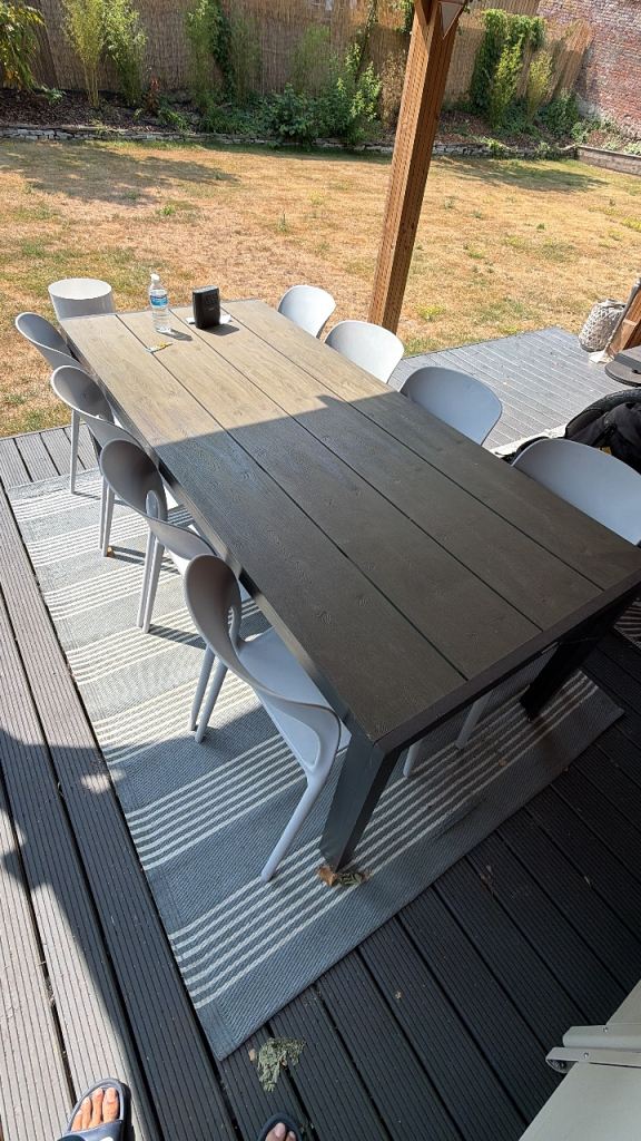 Large Grey Outdoor Dining Table – Good Condition
