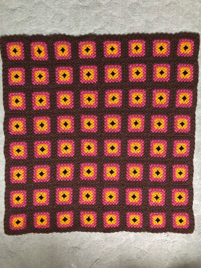 Vintage handmade crochet blanket neat size for legs etc