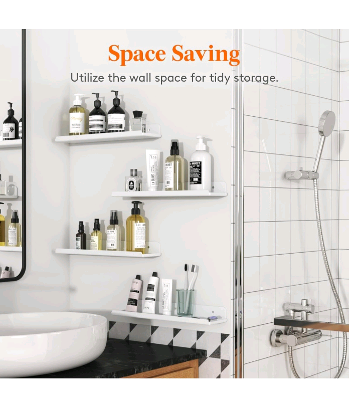 Bnib Lifewit Floating Shelves for Wall, 6 Pack White Acrylic Shelves