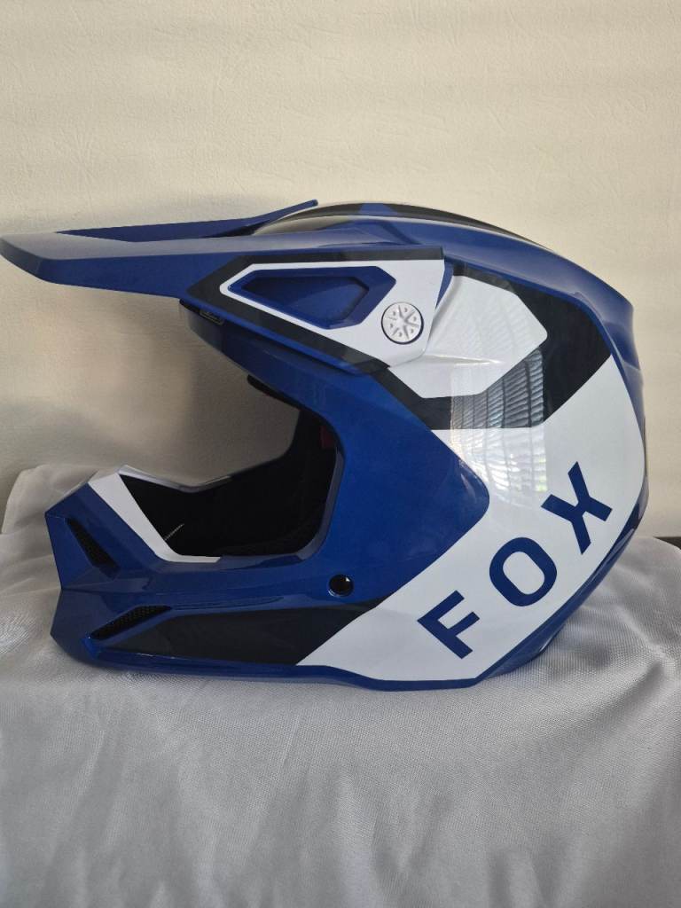 FOX Blue and White Full Face Helmet – Brand New Never Used