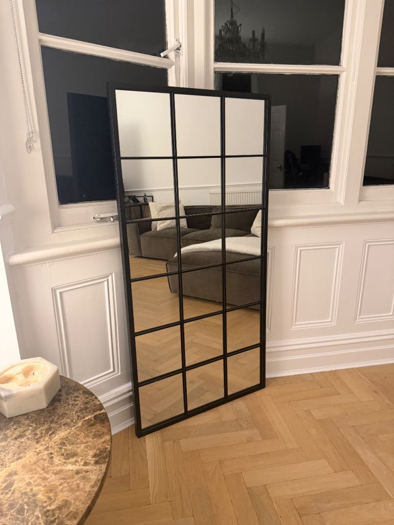 Large Black Grid Mirror – Good Condition
