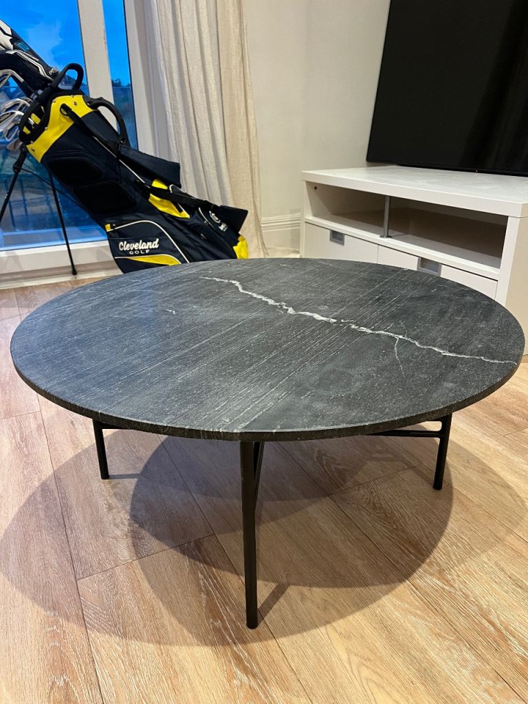 Black marble top coffee table
