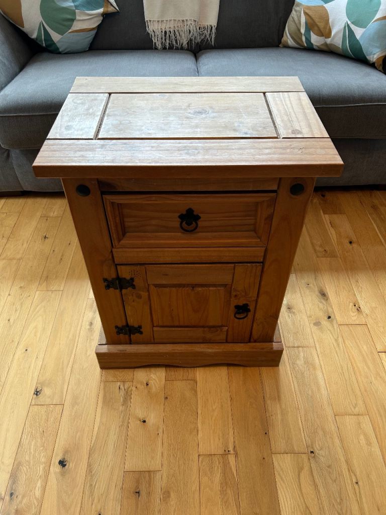 “Corona” style pine bedside cabinet. 