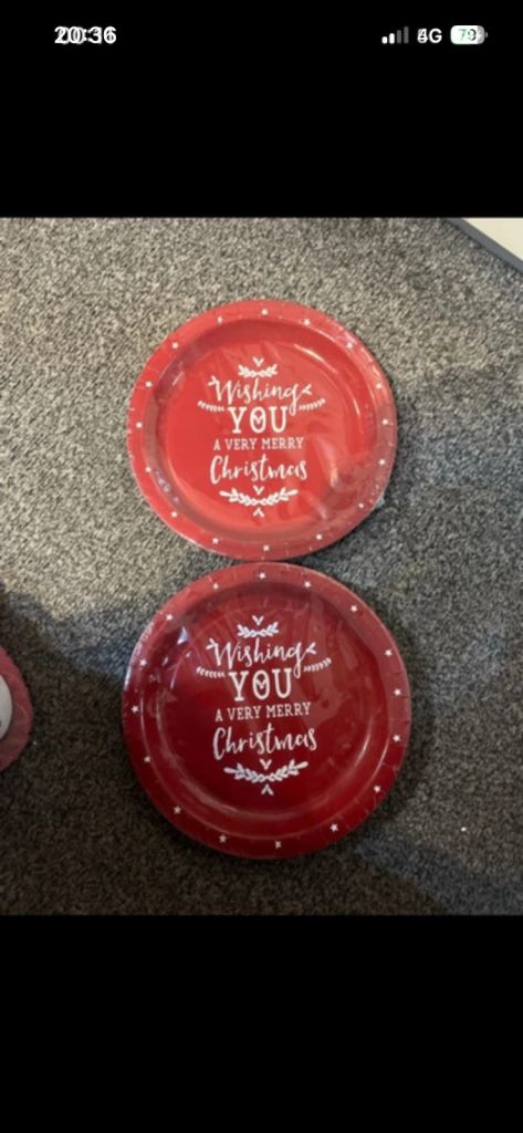 NEW SET OF 2 RED CHRISTMAS PRINT PAPER PLATES