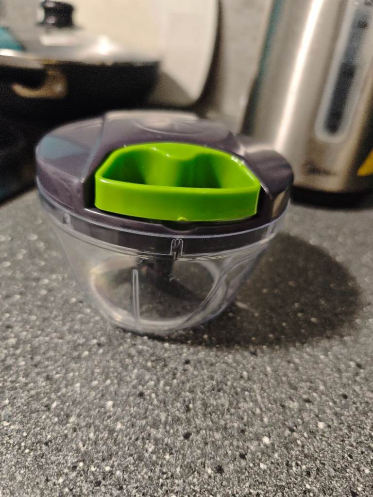 Hand-Powered Food Chopper - Grey/Green, Good Condition