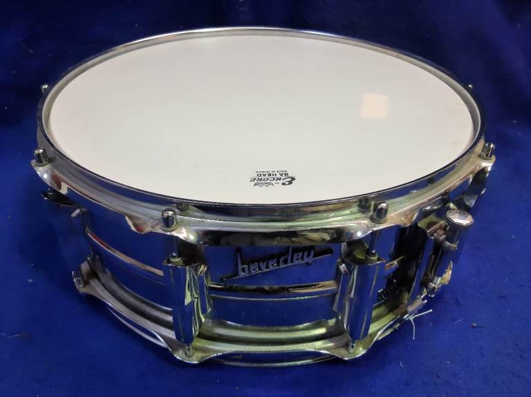 1960s Vintage Beverley Snare Drum 14in x 5in Deep ~ 10 Lugs ~ Slotted Tension Bolts ~ £150 ono