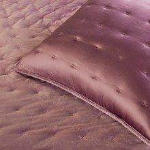  SATIN/VELVET REVERSIBLE QUILT AND CUSHIONS - KING SIZE - Colour plum